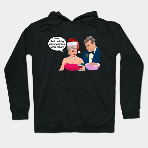 Keep The Holiday Cheer Coming Funny Vintage Couple Hoodie by KellyCreates